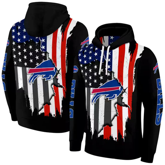 Buffalo Bills American Pride Black AOP Hoodie -  Moonbestprint