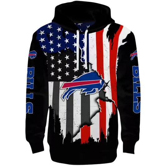 Buffalo Bills American Pride Black AOP Hoodie -  Moonbestprint