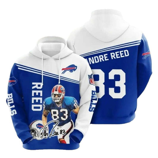 Buffalo Bills Andre Reed Signature Blue White AOP Hoodie -  Moonbestprint