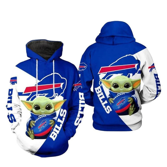 Buffalo Bills Baby Yoda Hug Ball AOP Hoodie -  Moonbestprint