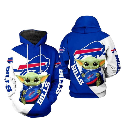 Buffalo Bills Baby Yoda Hug Ball AOP Hoodie -  Moonbestprint