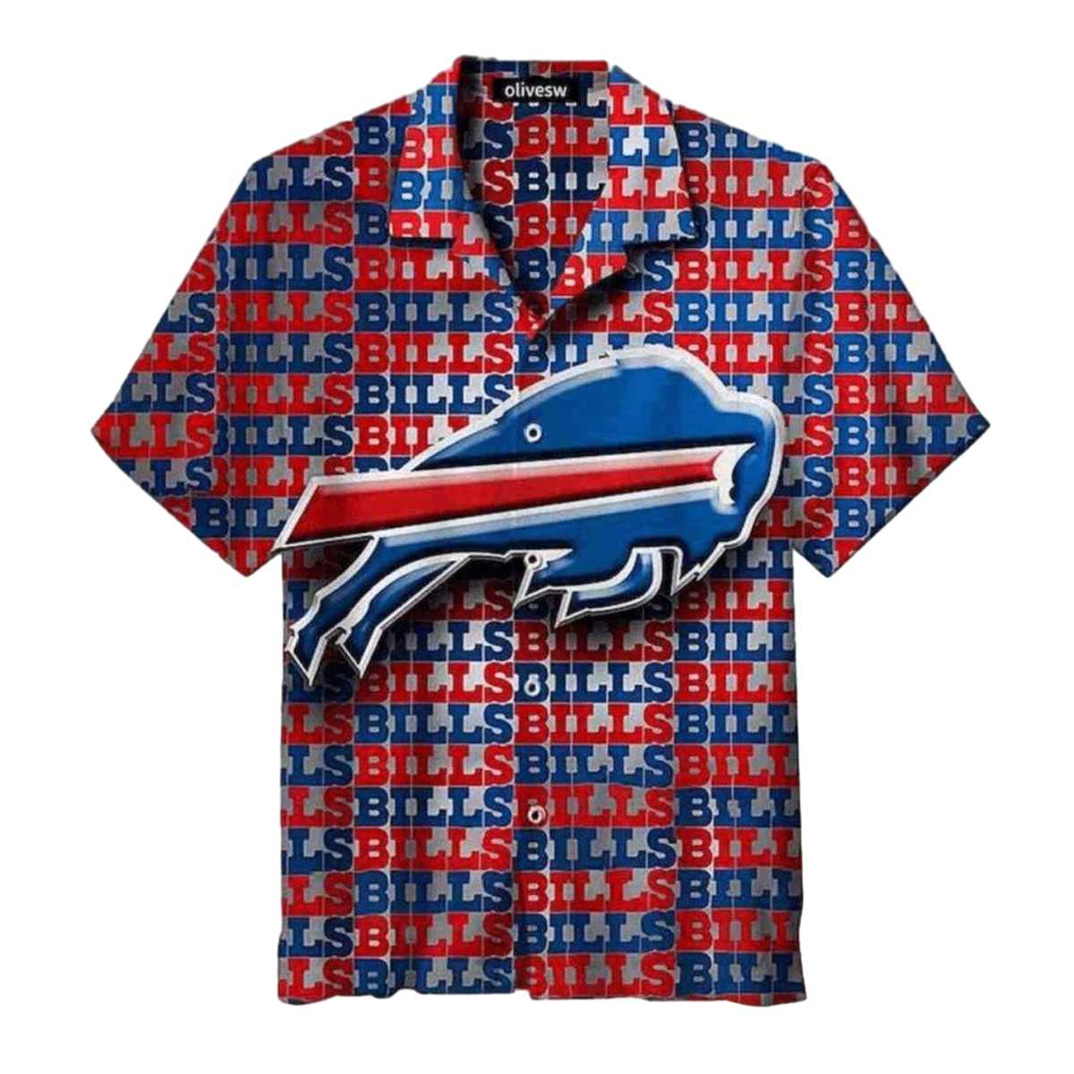 Buffalo Bills Big Logo Retro Grid Hawaiian Shirt - Moonbestprint