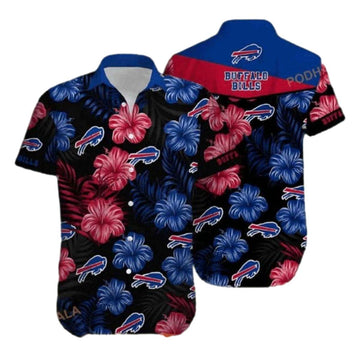 Buffalo Bills Black And Blue Hibiscus Tropical Hawaiian Shirt - Moonbestprint