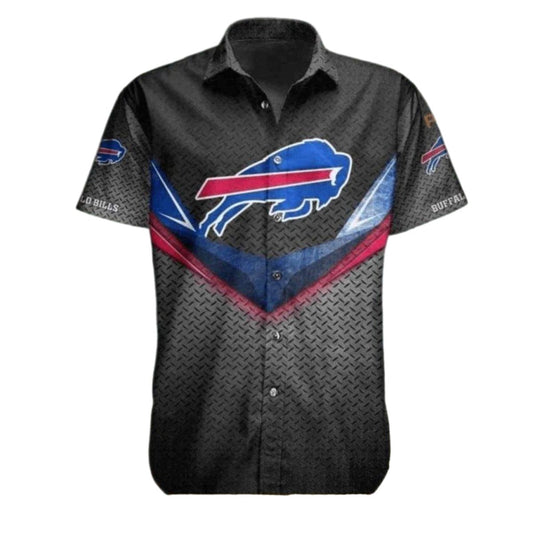Buffalo Bills Black Metallic Textured Pattern Hawaiian Shirt - Moonbestprint