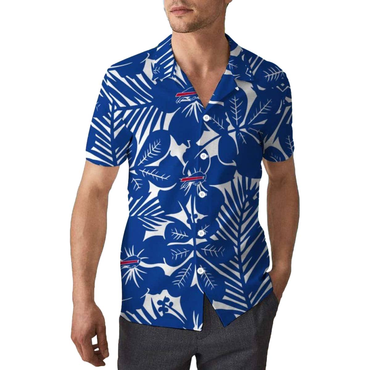 Buffalo Bills Blue Flower Pattern Beach Gift For Friend Hawaiian Shirt - Moonbestprint