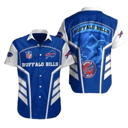 Buffalo Bills Blue Streak Skull Hawaiian Shirt - Moonbestprint