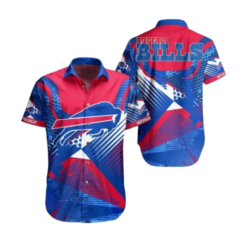 Buffalo Bills Bold Geometric Red And Blue Pattern Hawaiian Shirt - Moonbestprint