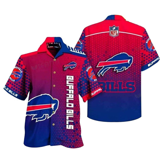Buffalo Bills Bold Gradient Red And Blue Hawaiian Shirt - Moonbestprint