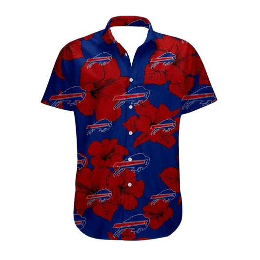 Buffalo Bills Bold Red Hibiscus Design Hawaiian Shirt - Moonbestprint