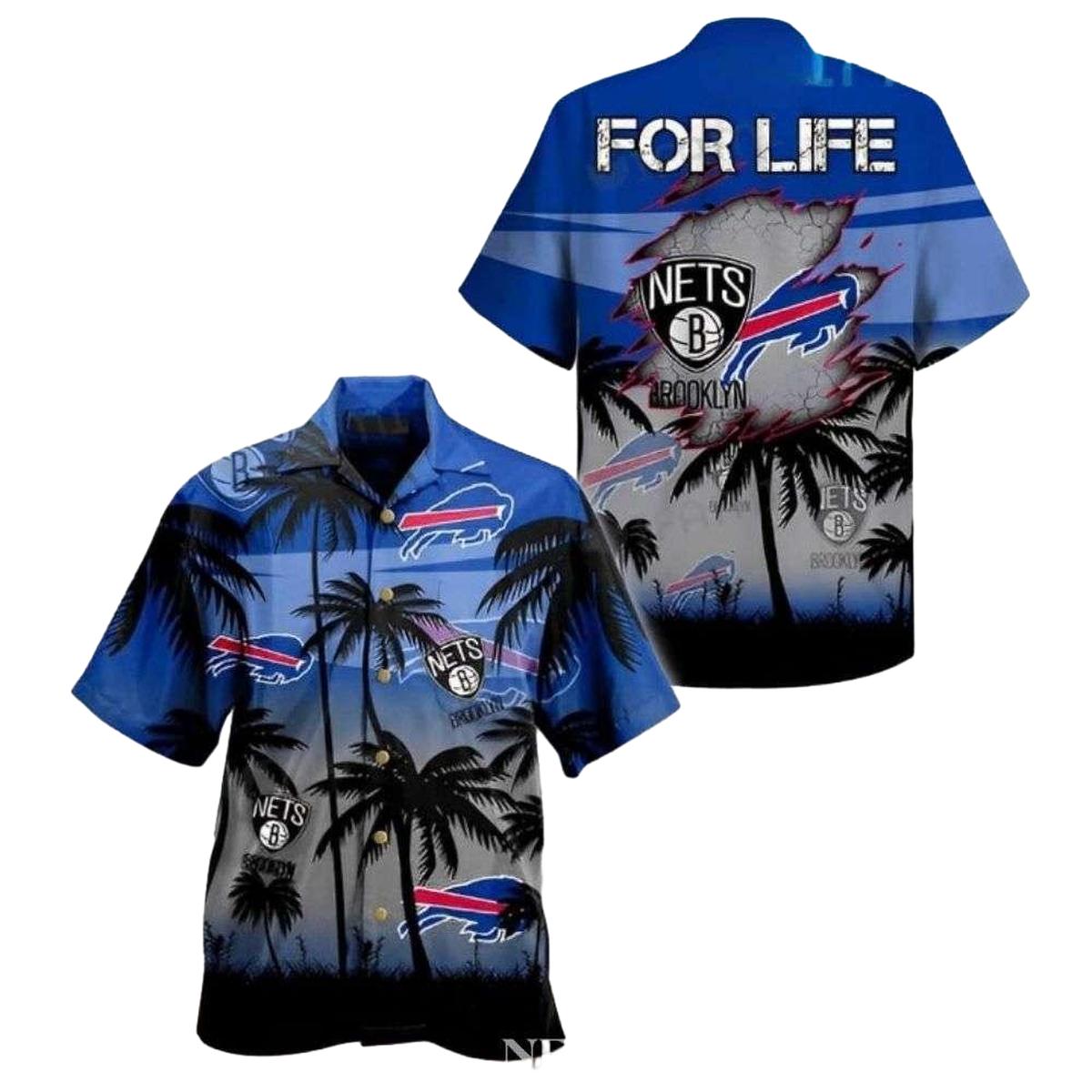 Buffalo Bills Brooklyn Nets For Life Coconut Hawaiian Shirt - Moonbestprint