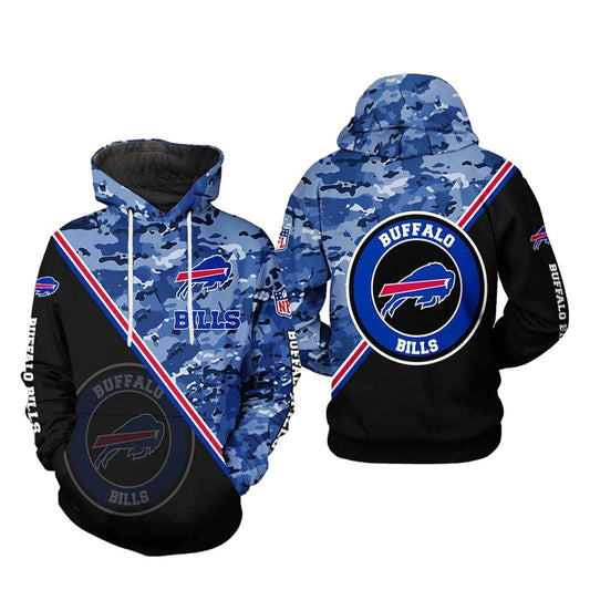 Buffalo Bills Camo And Black Pattern AOP Hoodie -  Moonbestprint