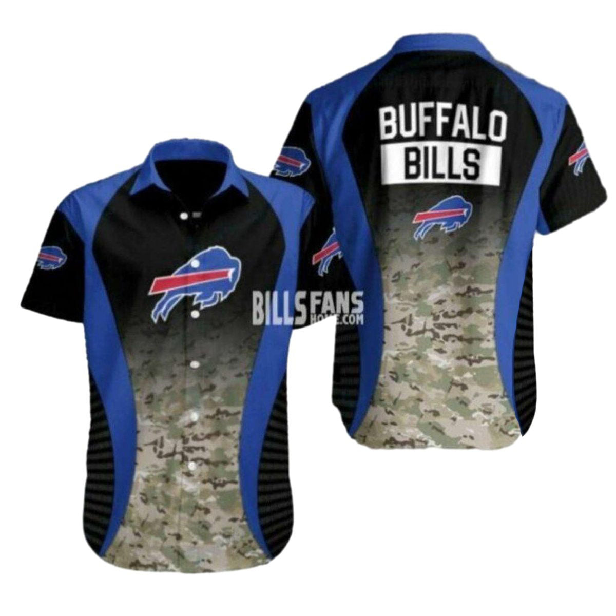 Buffalo Bills Camo And Team Logo Hawaiian Shirt - Moonbestprint