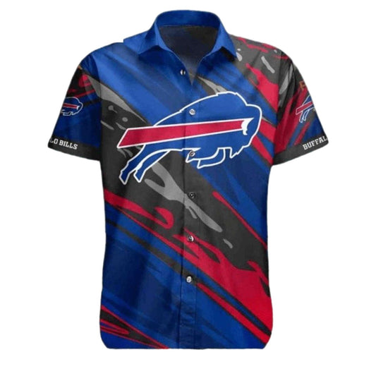 Buffalo Bills Camo Streaks And Dark Blue Hawaiian Shirt - Moonbestprint