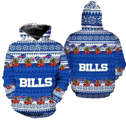 Buffalo Bills Christmas Football Nfl Blue And White Pattern AOP Hoodie -  Moonbestprint