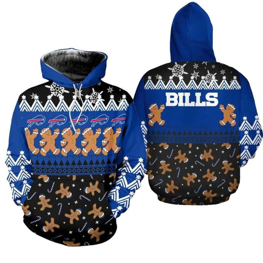 Buffalo Bills Christmas Gingerbread Man Football AOP Hoodie -  Moonbestprint
