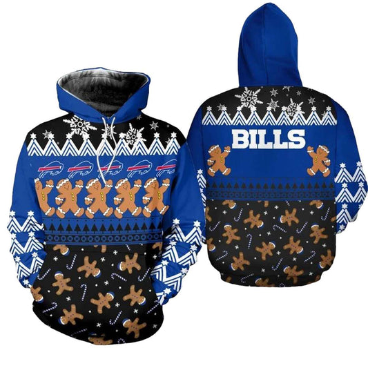 Buffalo Bills Christmas Gingerbread Man Football AOP Hoodie -  Moonbestprint