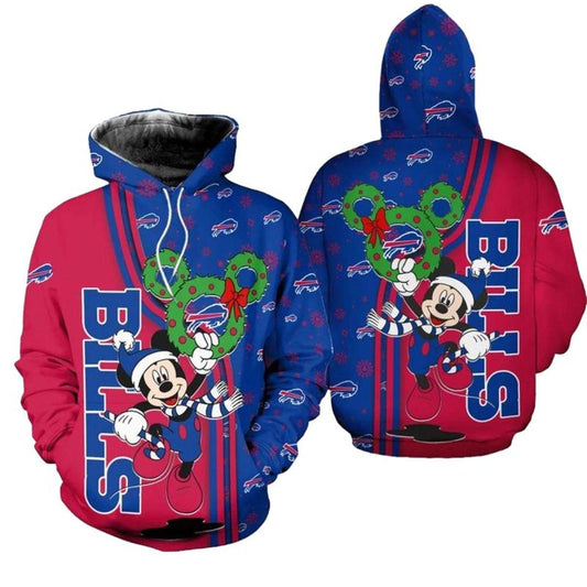Buffalo Bills Christmas Mickey Santa AOP Hoodie -  Moonbestprint