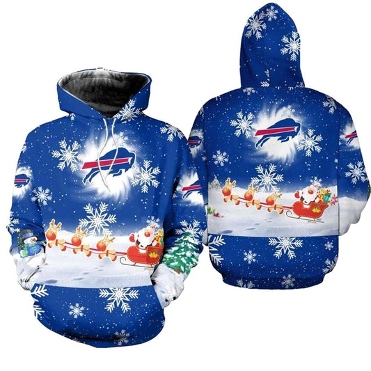 Buffalo Bills Christmas Pattern Football AOP Hoodie -  Moonbestprint