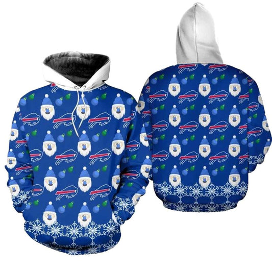 Buffalo Bills Christmas Pattern Santa Clause Football AOP Hoodie -  Moonbestprint