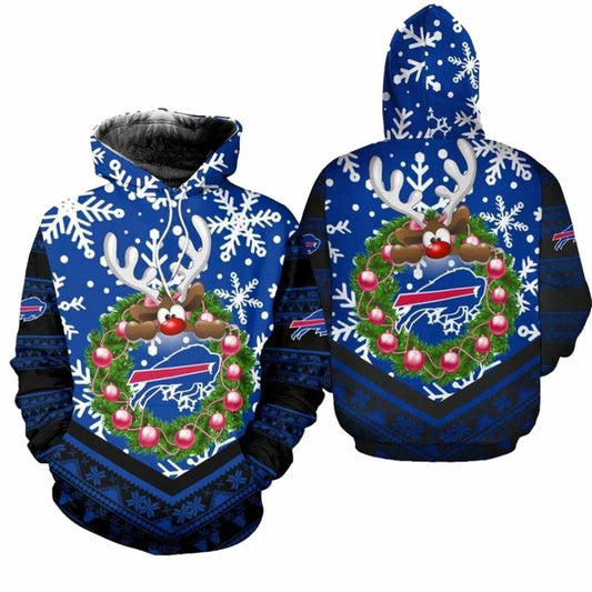 Buffalo Bills Christmas Reindeer Football AOP Hoodie -  Moonbestprint
