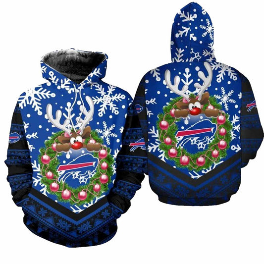 Buffalo Bills Christmas Reindeer Football AOP Hoodie -  Moonbestprint