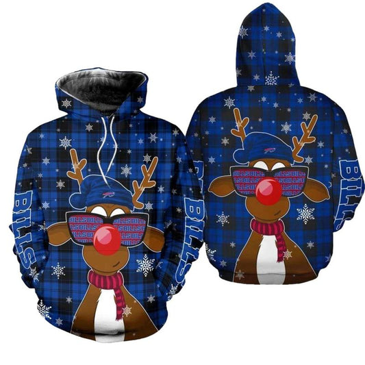 Buffalo Bills Christmas Reindeer Sunglasses Funny AOP Hoodie -  Moonbestprint
