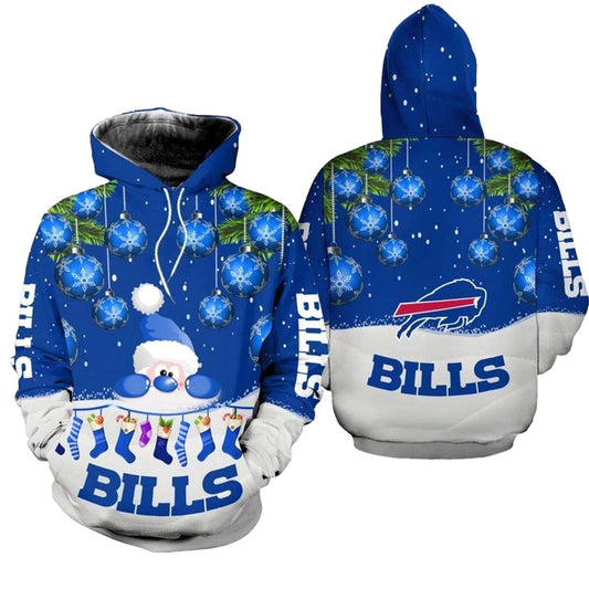 Buffalo Bills Christmas Santa Football AOP Hoodie -  Moonbestprint