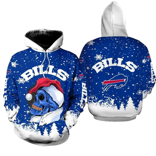 Buffalo Bills Christmas Skull Santa Claus Football AOP Hoodie -  Moonbestprint