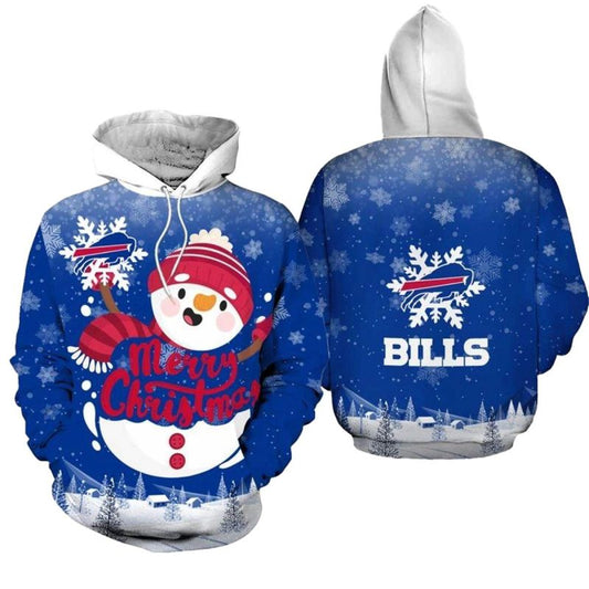 Buffalo Bills Christmas Snowman AOP Hoodie -  Moonbestprint