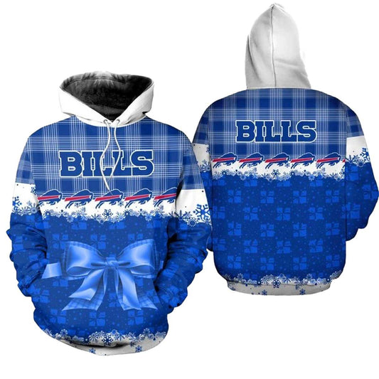 Buffalo Bills Christmas Snowman Snowflakes Football AOP Hoodie -  Moonbestprint