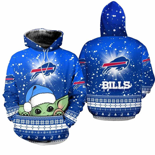 Buffalo Bills Christmas Yoda AOP Hoodie -  Moonbestprint