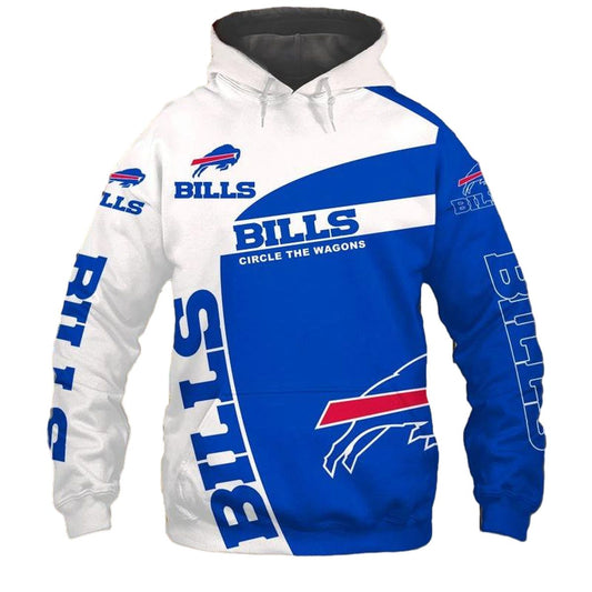 Buffalo Bills Circle The Wagons Blue And White AOP Hoodie -  Moonbestprint