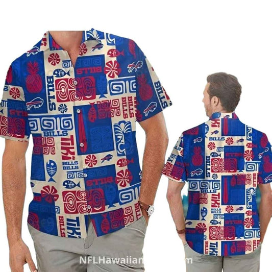 Buffalo Bills Classic Tiki Pattern With Team Branding Hawaiian Shirt - Moonbestprint