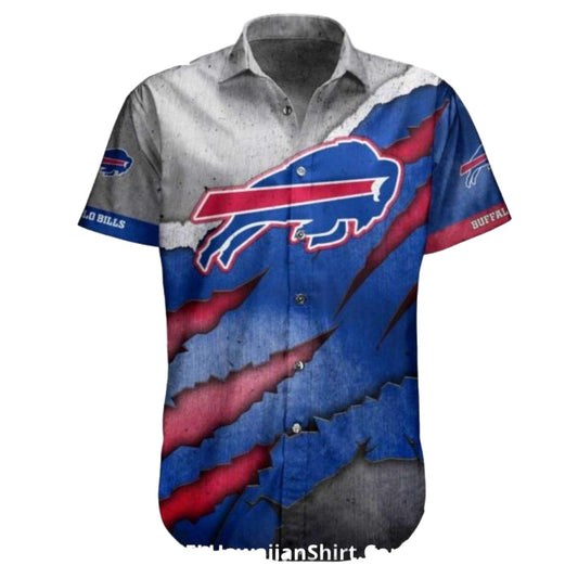 Buffalo Bills Clawed Metal And Team Logo Hawaiian Shirt - Moonbestprint
