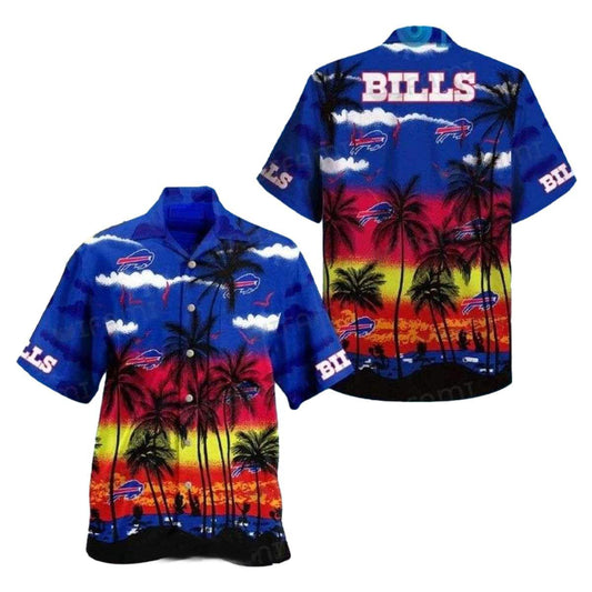 Buffalo Bills Coconut Trees Sunset Tropics Hawaiian Shirt - Moonbestprint