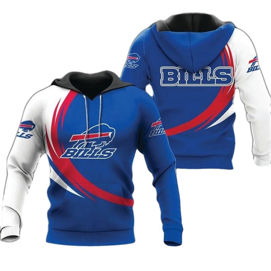 Buffalo Bills Curve Graphic Blue And White Gift For Fans AOP Hoodie -  Moonbestprint