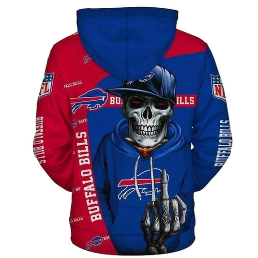 Buffalo Bills Cute Death Skull With Hat AOP Hoodie -  Moonbestprint