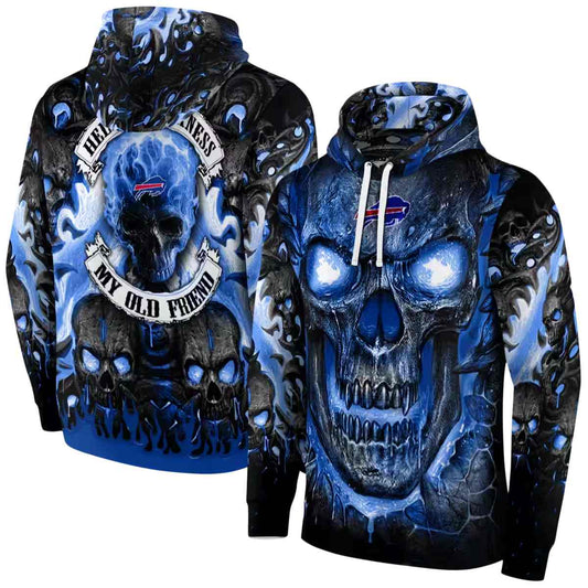 Buffalo Bills Demonic Skull Blue Black AOP Hoodie -  Moonbestprint