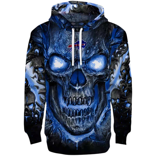 Buffalo Bills Demonic Skull Blue Black AOP Hoodie -  Moonbestprint