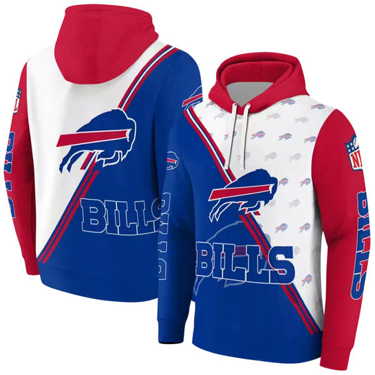 Buffalo Bills Diagonal Stripe Blue White AOP Hoodie -  Moonbestprint