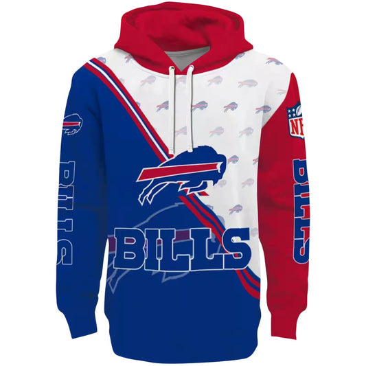 Buffalo Bills Diagonal Stripe Blue White AOP Hoodie -  Moonbestprint