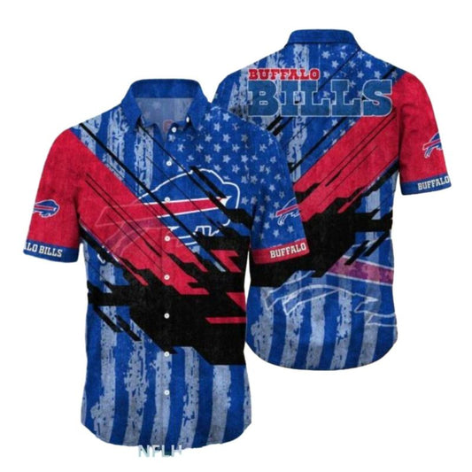 Buffalo Bills Distressed Flag With Red Streaks Hawaiian Shirt - Moonbestprint