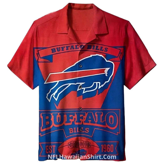 Buffalo Bills Est 1960 Vintage Red And Blue Logo Hawaiian Shirt - Moonbestprint