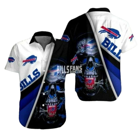 Buffalo Bills Fierce Fanatic Skull Hawaiian Shirt - Moonbestprint
