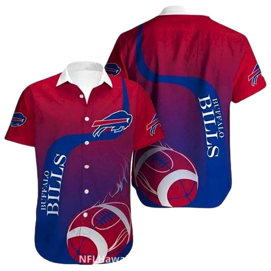 Buffalo Bills Flame Ball Gradient Blue And Red Hawaiian Shirt - Moonbestprint
