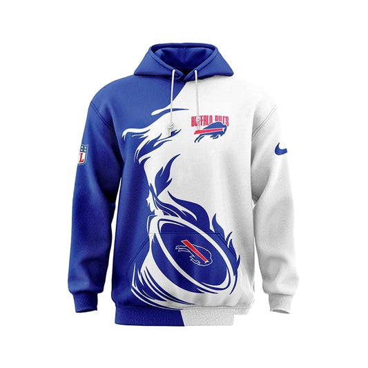 Buffalo Bills Flame Ball Luxury White And Blue AOP Hoodie -  Moonbestprint
