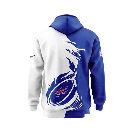 Buffalo Bills Flame Ball Luxury White And Blue AOP Hoodie -  Moonbestprint