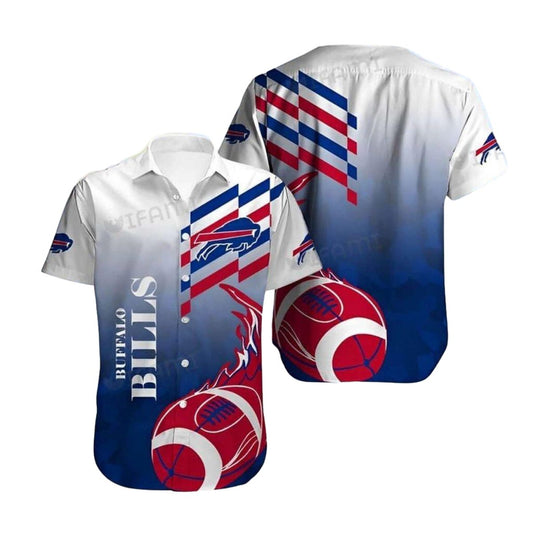 Buffalo Bills Flame Ball White Pattern Hawaiian Shirt - Moonbestprint