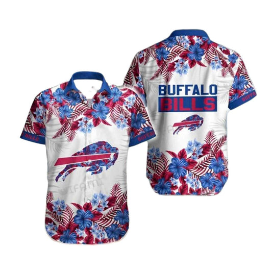 Buffalo Bills Floral White Pattern Hawaiian Shirt - Moonbestprint
