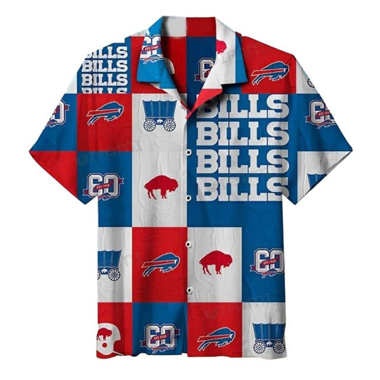 Buffalo Bills Go Bills White Pattern Hawaiian Shirt - Moonbestprint